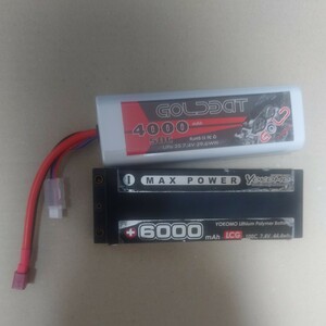 ☆Yokomo MAX POWER 6000mAh LCG 100C 7.4V GOLD RACING 4000mAh 50C セット リポバッテリー☆