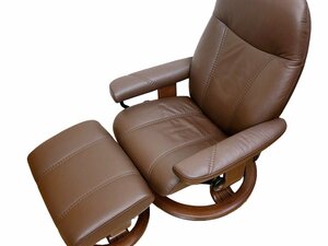 ◎※送料落札後連絡【美品】エコーネス/EKORNES コンサル ストレスレスチェア オットマン付き リクライニングチェア 椅子 店頭引取可能