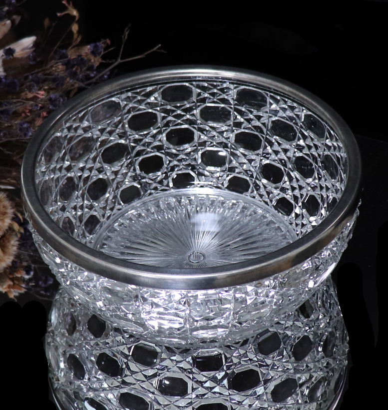 オールド・バカラ (BACCARAT) 珍品 ディアマン 大型 銀巻 22cm オールド・バカラ (BACCARAT) 珍品 ディアマン 大型 銀巻 22cm