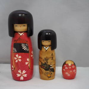 卯三郎　こけし　創作こけし　Kokeshi doll 伝統工芸　3体まとめ　中古　現状品　管理番号308-2