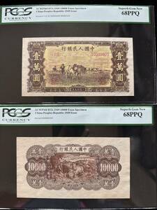 中国紙幣　 中国人民銀行　10000元 　 1949年 　 サンプル　已定 　2枚セット　 A-1-F277 