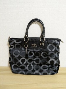 美品☆COACH コーチ 12963 マディソン オプアート 2WAY ショルダーバッグ トートバッグ 中古