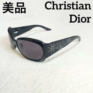 R-602 美品 Christian Dior クリスチャンディオール サングラス 黒 ブラック ラインストーン メンズ レディース ユニセックス ヴィンテージ