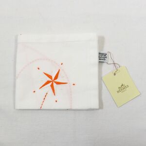 【送料無料】未使用品 HERMES エルメス ハンカチ ポケットチーフ ネッカチーフ MOUCHOIR KONSTELLATION 星座ハンカチ スター 刺繍 20-2295