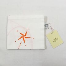 【送料無料】未使用品 HERMES エルメス ハンカチ ポケットチーフ ネッカチーフ MOUCHOIR KONSTELLATION 星座ハンカチ スター 刺繍 20-2295_画像1