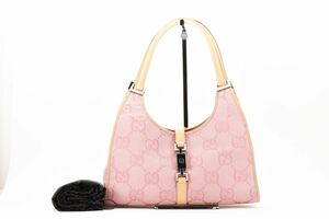 1円 美品 GUCCI グッチ デカGGキャンバス レザー ジャッキー ハンドバッグ 肩掛け ショルダーバッグ ワンショルダー 23-7105