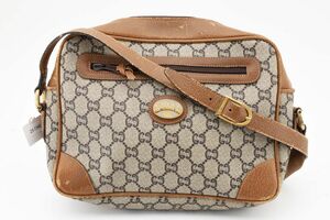 1円 GUCCI　ヴィンテージ　グッチ　オールドグッチ　GGプラス　レザー　ショルダーバッグ　斜めかけ　PLUSロゴ　保証書付　23-7340