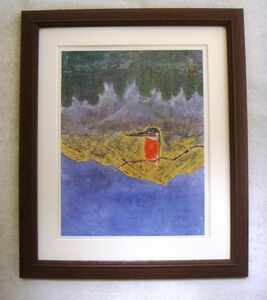 Art hand Auction ◆Takao Ichino Mountain and Lake offset reproduction, wooden frame included, immediate purchase◆, painting, oil painting, animal drawing