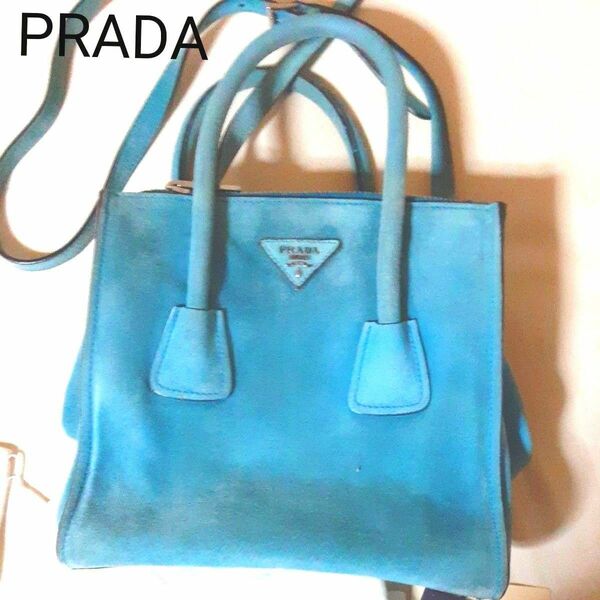 ☆正規【PRADA】☆プラダ ハンドバッグ カナパ スエード 2WAY ショルダーストラップバック