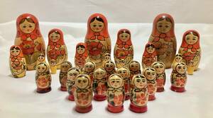 マトリョーシカ ２９体 人形 オブジェ 木製 こけし 入れ子人形 伝統工芸品 置物 ロシア民芸