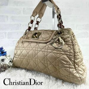 1円〜 ChristianDior クリスチャンディオール カナージュ ハンドバッグ トートバッグ 金具 チェーン ゴールド チャーム ターンロック 