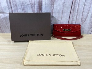 LOUIS VUITTON　ルイヴィトン　モノグラムヴェルニ　サンセットブルーバード　レッド　ショルダー　財布　保存袋アリ　111928B