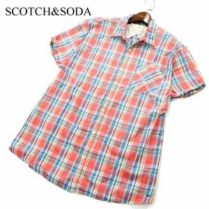 SCOTCH&SODA スコッチ&ソーダ 春夏★ 半袖 チェック シャツ Sz.XL　メンズ 大きいサイズ　A2T04233_4#A