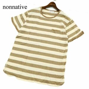 nonnative ノンネイティブ 春夏 ボーダー★ 半袖 ポケット カットソー Tシャツ Sz.2　メンズ 日本製　A2T08605_7#D