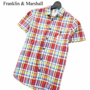 Franklin & Marshall フランクリン＆マーシャル 春夏 SLIM FIT★ 半袖 ワーク チェック シャツ Sz.S　メンズ　A2T07759_7#A