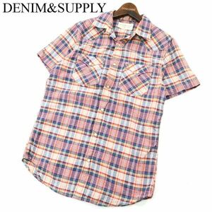 DENIM&SUPPLY ラルフローレン 春夏 インド綿★ 半袖 ウエスタン マドラス チェック シャツ Sz.S　メンズ　A2T07482_6#A