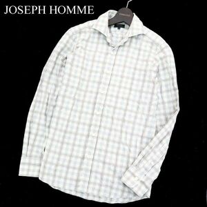 JOSEPH HOMME ジョセフ オム 春夏 麻 リネン混★ 長袖 チェック シャツ Sz.44　メンズ 日本製　A2T08485_7#A