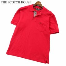 THE SCOTCH HOUSE スコッチハウス 春夏 ロゴ刺繍★ 半袖 チェック使い ポロシャツ Sz.M　メンズ　A2T08339_7#A_画像1