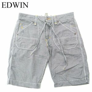 EDWIN エドウィン K90591 春夏 麻 リネン混★ シンチバック ハーフ ショート チェック イージー パンツ Sz.L　メンズ　A2B03702_8#P