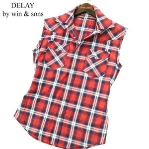 DELAY by win & sons ウィンアンドサンズ 春夏 カットオフ★ ノースリーブ ウエスタン チェック シャツ Sz.2　メンズ 日本製　A2T07372_6#A