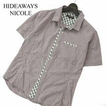 HIDEAWAYS NICOLE ハイダウェイ ニコル 春夏 切替★ 半袖 チェック シャツ Sz.50　メンズ　A3T07236_6#A_画像1