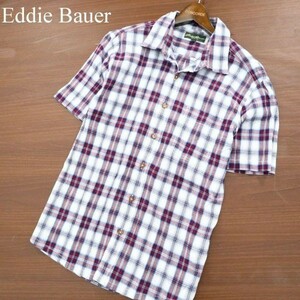 Eddie Bauer エディーバウアー 春夏 コットン&ポリ★ 半袖 チェック シャツ Sz.M　メンズ アウトドア　A2T07953_7#A