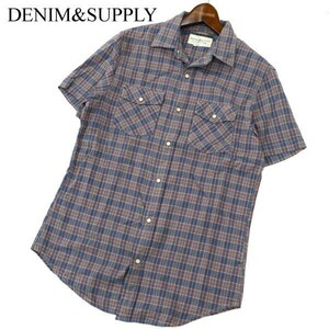 DENIM&SUPPLY ラルフローレン 春夏 インド綿★ 半袖 ワーク チェック シャツ Sz.S　メンズ　A2T08122_7#A