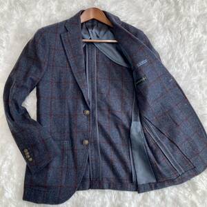 極美品　HILTON RING JACKET M カシミア混　テーラードジャケット 2B タータンチェック　ウール　ネイビー　ジャケット　リングジャケット