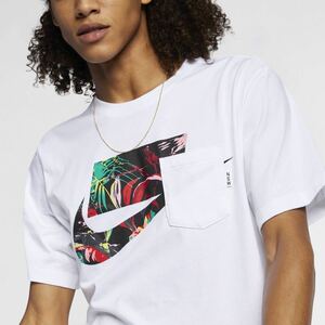 NIKE NSW フローラル ロゴ Tシャツ Mサイズ スケーター 半袖 Tシャツ 白 ロゴ TEE クルーネック ストリート ホワイト カットソートップス