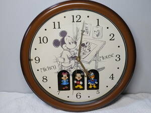 Disney ディズニー　メロディー 壁掛け時計/からくり時計　 クォーツ　ミッキー/ミニー/ドナルド　　