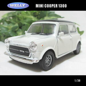 1/38ミニク－パー1300/クラシック/オールド(ホワイト)/MINI COOPER/WELLY/ダイキャストミニカー