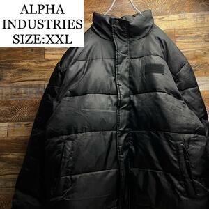 ALPHA INDUSTRIES アルファインダストリーズ ダウンジャケット 黒 ブラック ミリタリー xxl 2xl 古着 オーバーサイズ 無地 ビッグサイズ