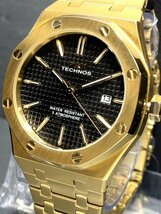 新品 TECHNOS テクノス 腕時計 正規品 アナログ腕時計 クオーツ カレンダー 5気圧防水 ステンレス ビジネス ゴールド ブラック プレゼント_画像2