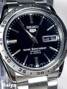 新品 SEIKO セイコー 正規品 腕時計 SEIKO5 セイコー5 オートマチック 自動巻き 防水 アナログ カレンダー ステンレス ブラック プレゼント