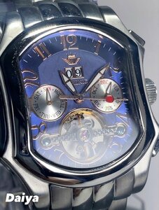 限定モデル 新品 DOMINIC ドミニク 正規品 腕時計 手巻き腕時計 秘密のからくりギミック搭載 ステンレス アンティーク腕時計 ブルー