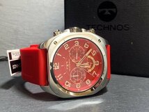 新品 テクノス TECHNOS 正規品 腕時計 アナログ腕時計 多機能腕時計 クロノグラフ クオーツ ラバーベルト 10気圧防水 レッド 赤 プレゼント_画像7