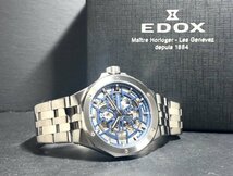 新品 EDOX エドックス 正規品 腕時計 デルフィン メカノ オートマティック 自動巻き スケルトン ブルー 青 ステンレス 20気圧防水 メンズ_画像6