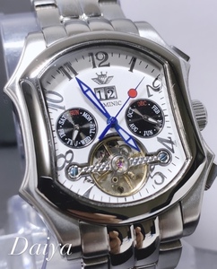 限定モデル 新品 DOMINIC ドミニク 正規品 腕時計 手巻き腕時計 秘密のからくりギミック搭載 ステンレス アンティーク腕時計 ホワイト