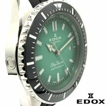 【1円】【新品正規品】EDOXエドックススカイダイバーネプチュニアンメンズ100気圧防水【1000m防水】本格ダイバーズ腕時計グリーン緑_画像5