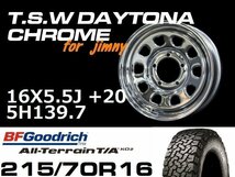 新型 ジムニー ホイール TSW デイトナクローム 16X5.5J+20 BF Goodrich All-Terrain T/A KO2 215/70R16 タイヤセット JB64 JB23などに_画像2