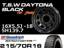 特価 新型 ジムニー TSW デイトナブラック 16X5.5J-18 BF Goodrich All-Terrain T/A KO2 215/70R16 タイヤホイール4本セット (JB64/JB23）_画像2