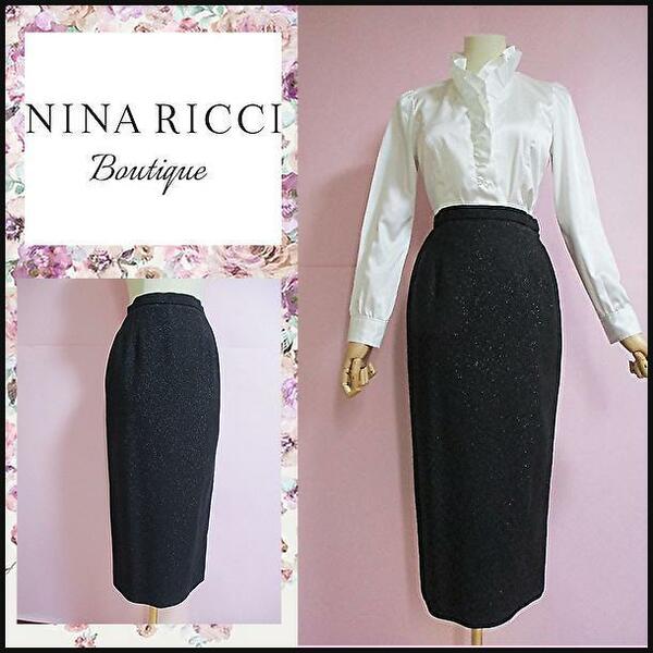 【ニナリッチ】NINA RICCI Boutique　ロングスカート　黒　ラメ　イタリア製生地　結婚式 　フォーマル　セレモニー　タイトスカート　9