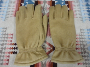  unused goods Flat Head TAN/M FG-02 inner attaching tia skin gloves made in Japan deer leather waste version goods 