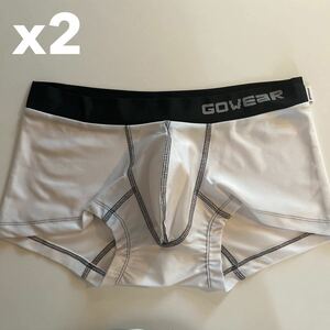 【訳あり品】【サンプル品】gowear メンズローライズボクサー　2枚組　M ボクサーパンツ ホワイト　白ボクサー　ナイロン　男性下着