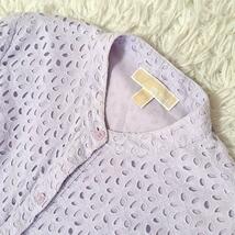 MICHAEL KORS マイケルコース 美品アイレットコットンシャツドレス 10 紫 ワンピース Aライン フレア シースルー 長袖 大きいサイズ_画像2