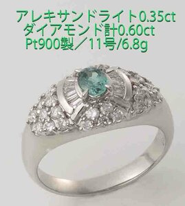 * beautiful color alexandrite 0.35ct+ dia 0.60ct. PT900 made 11 number ring /IP-6561