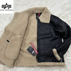 【新品タグ付き】漂う高級感 ALPHA INDUSTRIES アルファインダストリーズ XLsize ムートンジャケット フェイクレザー 内ボア 【超極暖】