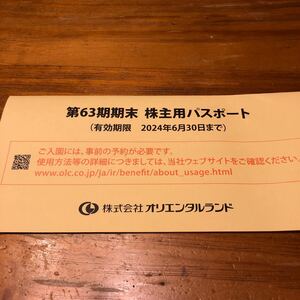 東京ディズニーリゾート 株主優待 1枚　期限2024年6月30日