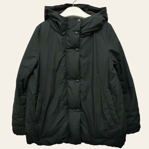 【人気】MUJI / 無印良品 /良品計画 レディース ダウンジャケット パーカー Lサイズ ブラック 軽量ダウン リブ袖 a-1063