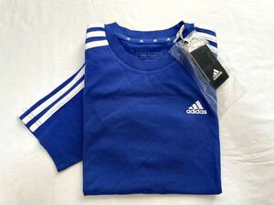 新品■アディダス adidas キッズ 半袖シャツ Tシャツ 150 ブルー ホワイトライン IC0604